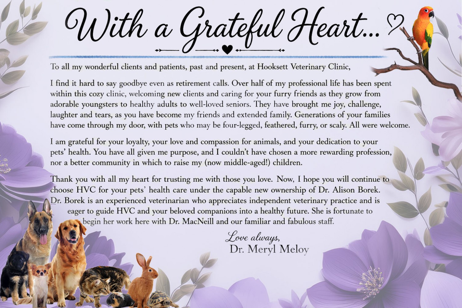 With a Grateful Heart - Message from Dr. Meloy
